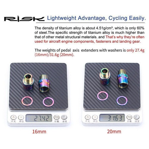 RISK 16Mm/20Mm Bike Pedal Extender Screws with Washer Extension Titanium Bolts - Picture 8 of 21