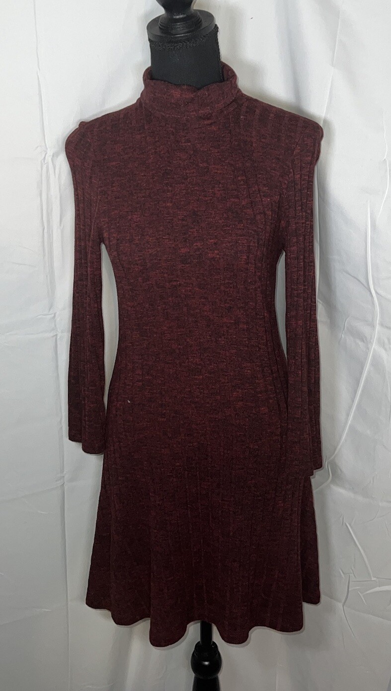American Eagle Pullover Long Sleeve Turtle Neck Dress Womens Size M Burgundy
