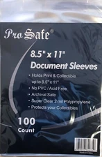 100 Pro Safe 8.5"x11" Soft Sleeves 8 1/2" x 11" For Photos, Papers and Documents