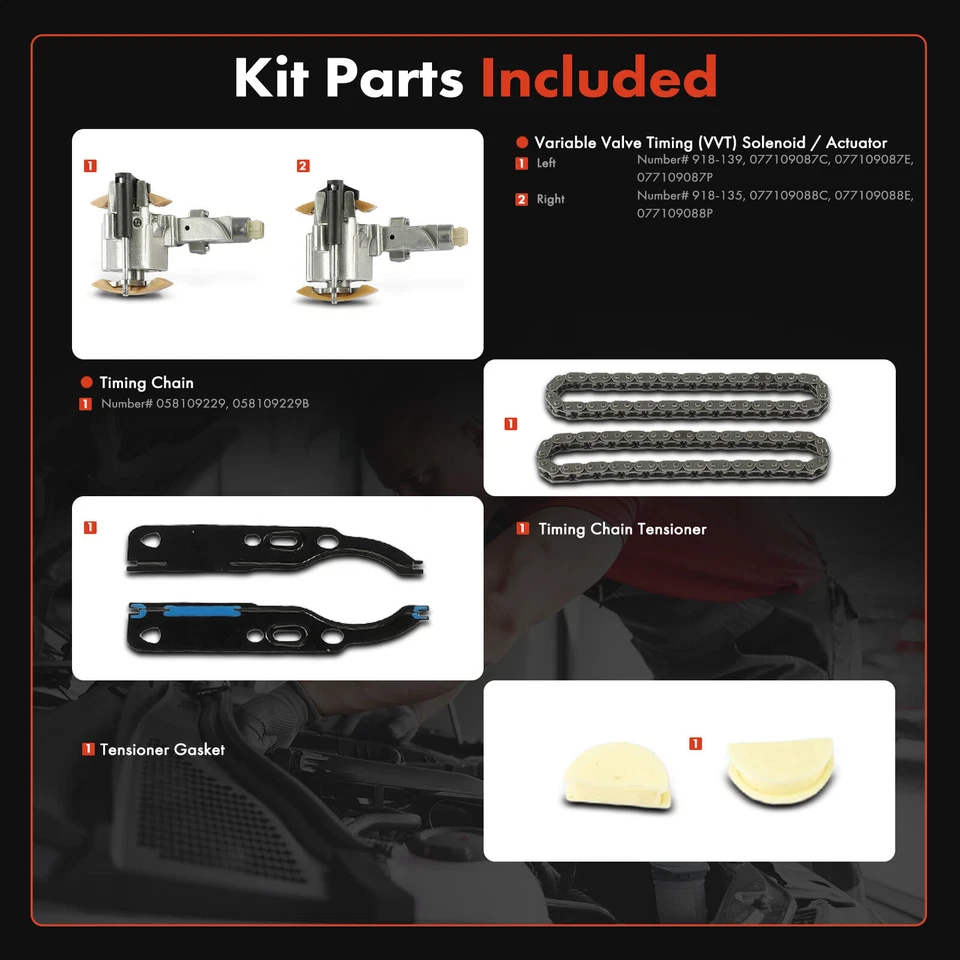 8x Kit de cadena de distribución del motor para Audi A6 Quattro 2000-2004 A8 Quattro Volkswagen Foto 2 de 4