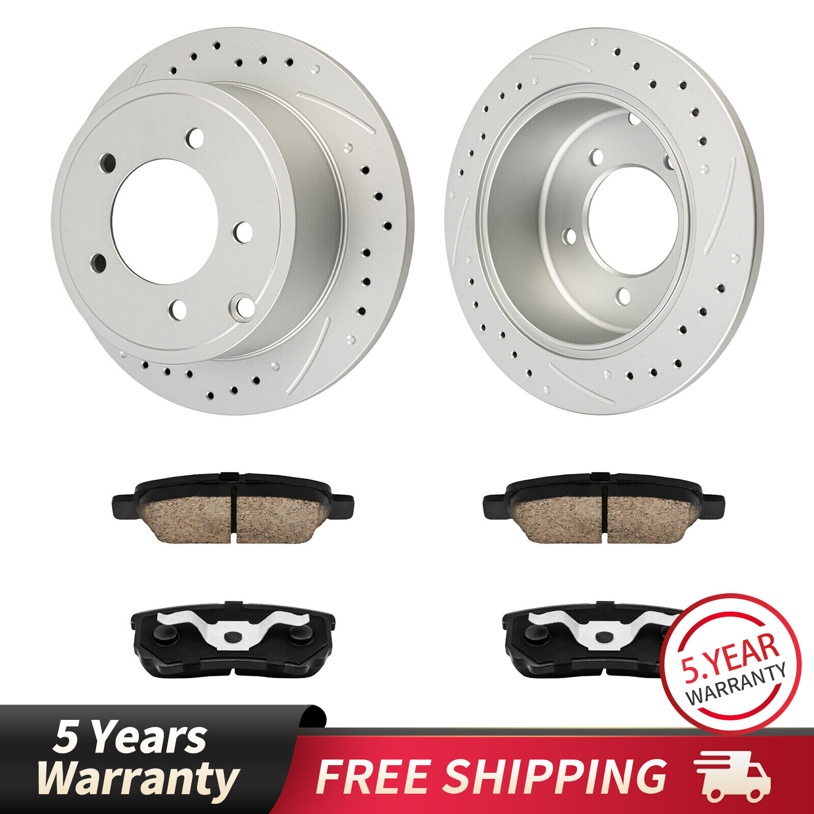 262mm Drilled Rear Rotors with Ceramic Pads for 2007-2017 Jeep Patriot Compass