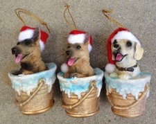 NIB THREE BOXED CHRISTMAS DOG ORNAMENTS