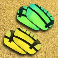 2 Pairs Polarized Lenses Replacement for-Oakley Fuel Cell OO9096-Green 24K Gold