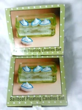 2 Lot Imagination in Action Set of Sailboat Floating Candles Home Decor VTG  NOS