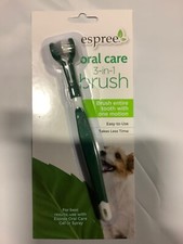 Espree Oral Care 3-in-1 Dog Toothbrush Green/White Soft  Gentle Bristles