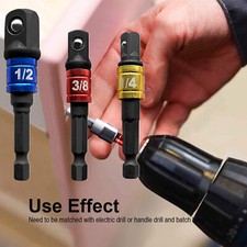 3x Impact Socket Drill Bits Set Adapter Screwdriver Hex Shank 1/4in 3/8in 1/2in