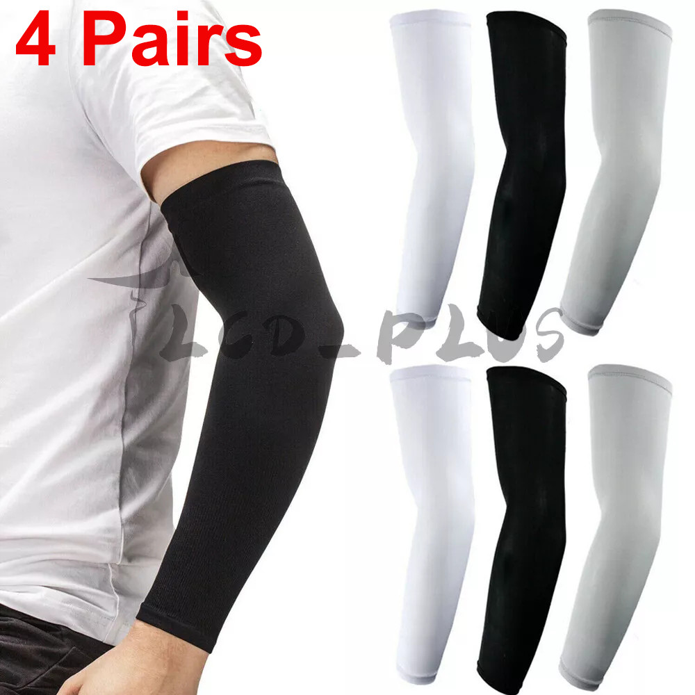 4 Pairs Cooling Arm Sleeves Cover UV Sun Protection Sports Outdoor For Men Women