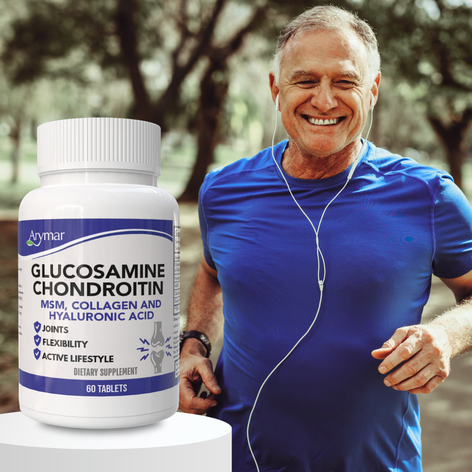 Arymar Glucosamine, Chondroitin, MSM, Collagen & Hyaluronic Acid 60 tab (3-Pack)