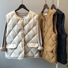 Gilet Trapuntato In Piuma Da Donna Con Bottoni E Tasche A Rombi