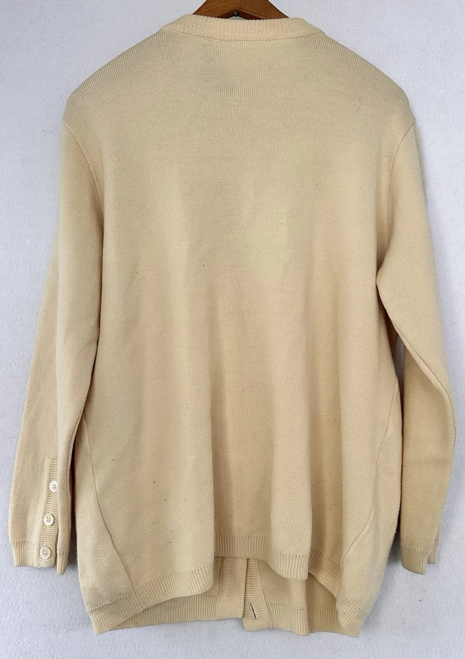 Cárdigan Suéter de Lana Academia Geek Secretaria Crema Cápsula Mujer’s M Foto 2 de 4