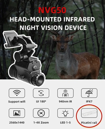 NVG50 2k helmet digital night vision 45°goggles scope WIFI 940nm IR monocular - Picture 12 of 20