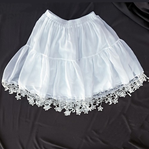 Lolita Petticoat Crinoline Mesh Tutu Skirt Moon Star Ruffle Underskirt Fairy New - Picture 5 of 9