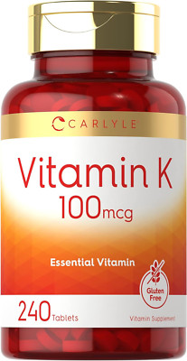 Vitamin K 100 Mcg 240 Tablets Vegetarian, Non-Gmo, Gluten Free Vitamin K Supplem