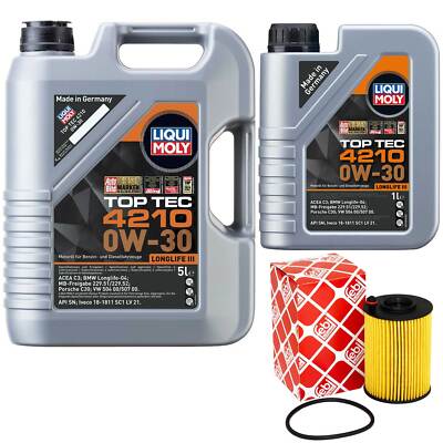 Motoröl Set Top Tec 4210 0W-30 LIQUI MOLY 6 Liter + Ölfilter für Audi A4 A5 A7