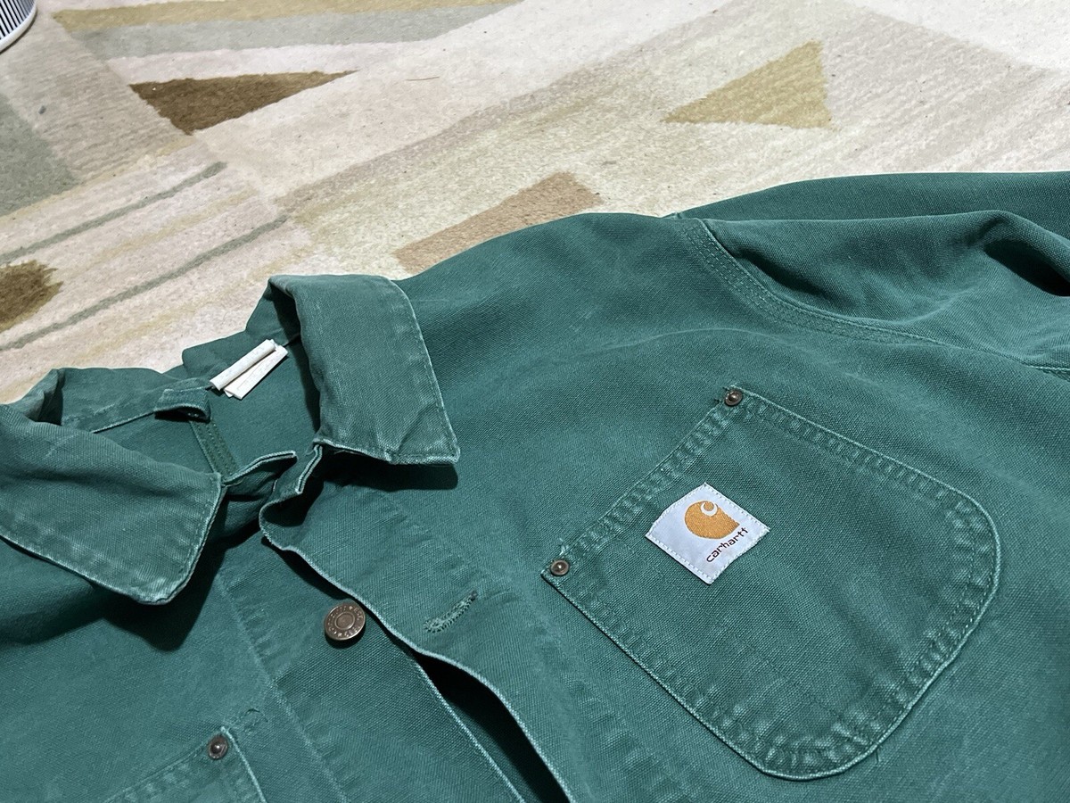 Carhartt Unlined Chore Jacket JU1058 XL CACTUS GREEN, GRAIL/VTG