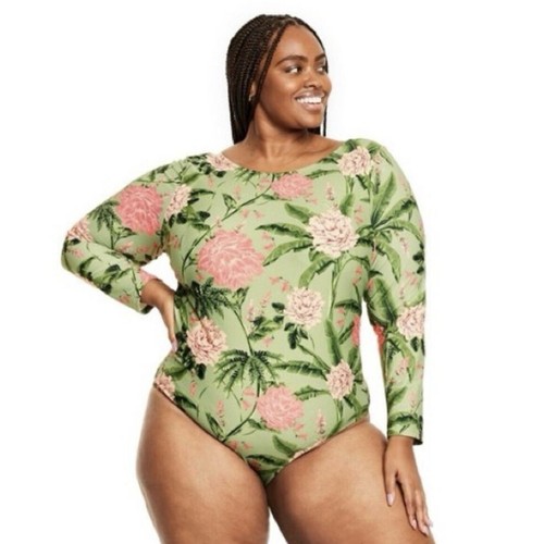 Agua Bendita x Target Damen Badeanzug grün Blumen Größe 2XL Tropical Urlaub - Bild 3 von 5
