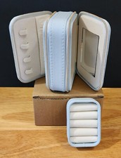 Blue Double Layer Travel Jewelry Box: Necklace Storage, Ring Storage, Mirror