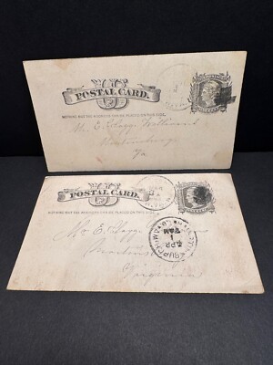 MARTINSBURG WV 2 Postal Cards To MR. EDWARD CLAGGETT ''CLAGG'' WILLIAMS, 1880's