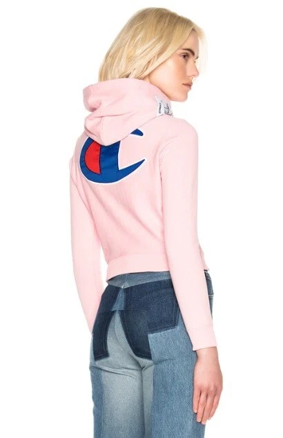 Pink champion store crop hoodie