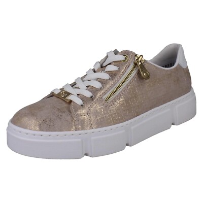 Ladies Rieker Soft Casual Embossed Platform Metallic Trainers 'N5917'