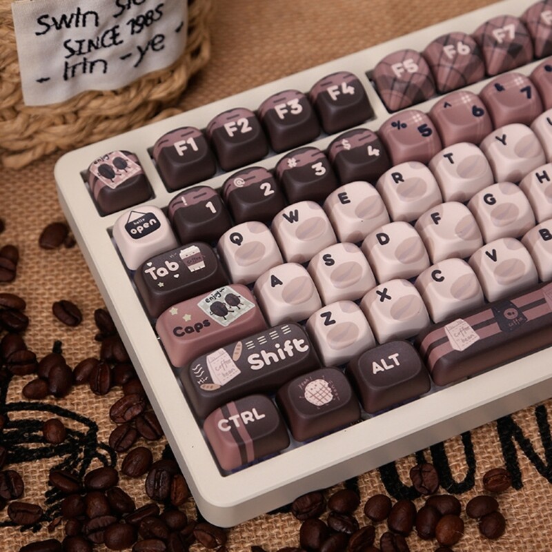 131-Key Thick PBT MOA Height Coffee Bean Mechanical Keyboard Keycaps