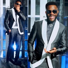 Black Men's Tuxedo Suit For Groomsman Shawl Lapel Formal Wedding Party Outfits