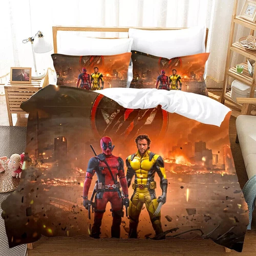 Deadpool Wolverine Quilt Duvet Cover Single Size Bedding Set Decor/Customizable - Picture 4 of 30