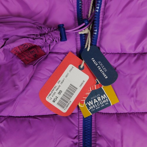 Joules Kids Purple Mauve Croft Puffer Vest Faux Feathers Storage Bag Sz 11-12Y - Picture 9 of 10
