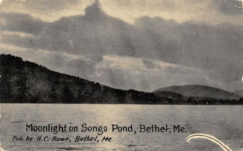 Moonlight on Songo Pond Bethel Maine H C Rowe pub - Zdjęcie 1 z 2