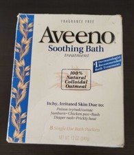 Aveeno Soothing Bath Treatment 100 Natural Colloidal Oatmeal Sealed Box of 8