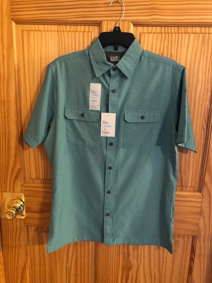 Croft Barrow Button Down Shirt Green Quick Dry Small Mens $50 (s