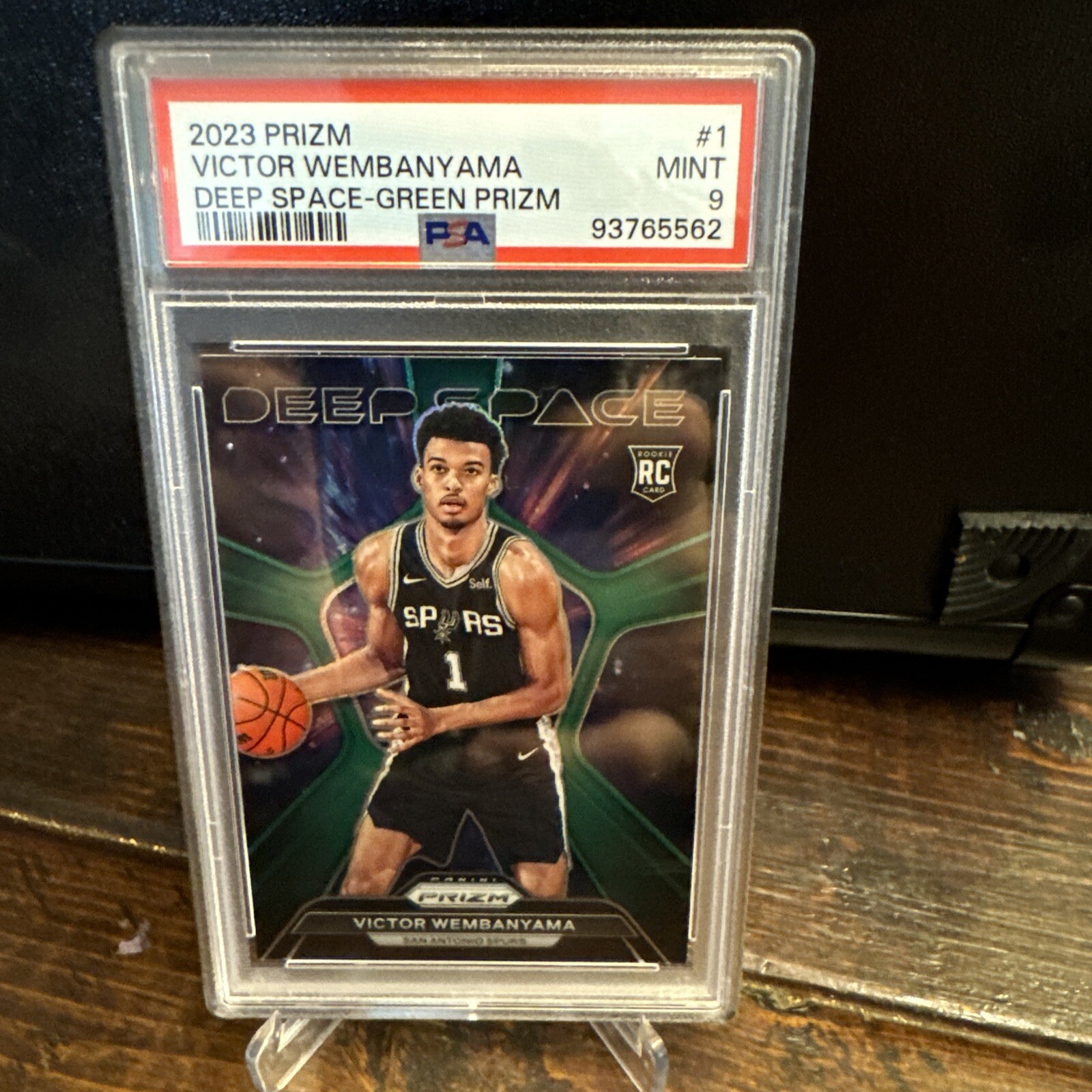 2023 PRIZM BASKETBALL. VICTOR WEMBANYAMA "DEEP SPACE" GREEN PRIZM RC PSA 9