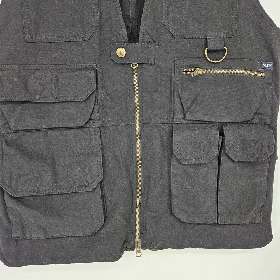 5.11 Tactical Vest Mens Medium Safari Black Utility Heavyweight Cargo Pockets - Image 3 of 4