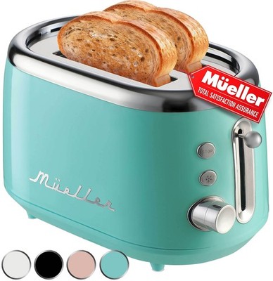 Mueller Retro Toaster 2 Slice with 7 Browning Levels and 3 Functions: Reheat,...