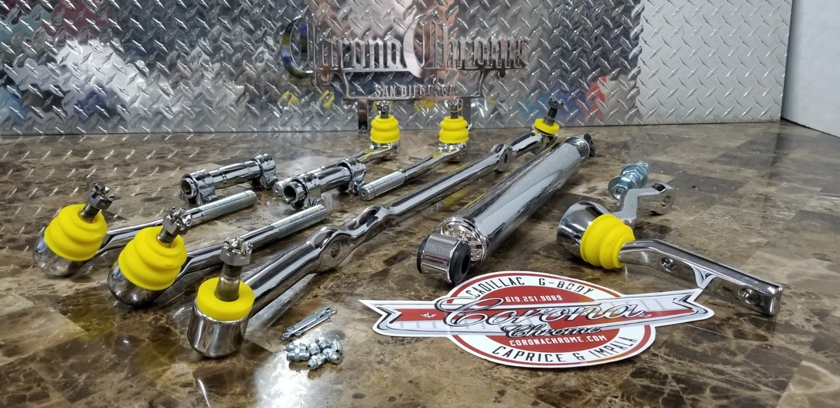 Chrome Steering Linkage Kit with Damper Shock 77-96 Cadillac