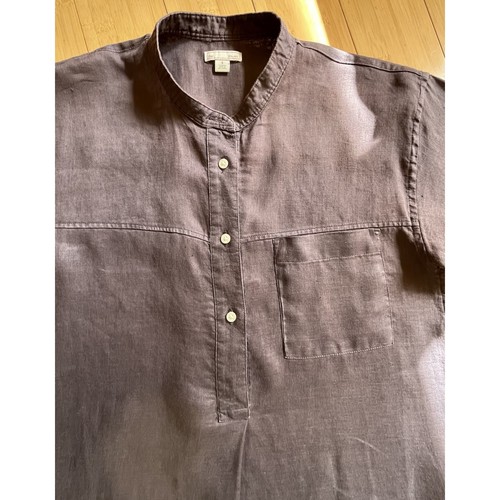 GAP Women’s Small 100% Linen Short Sleeve Shirt Tunic Pleated Brown - Picture 6 of 8