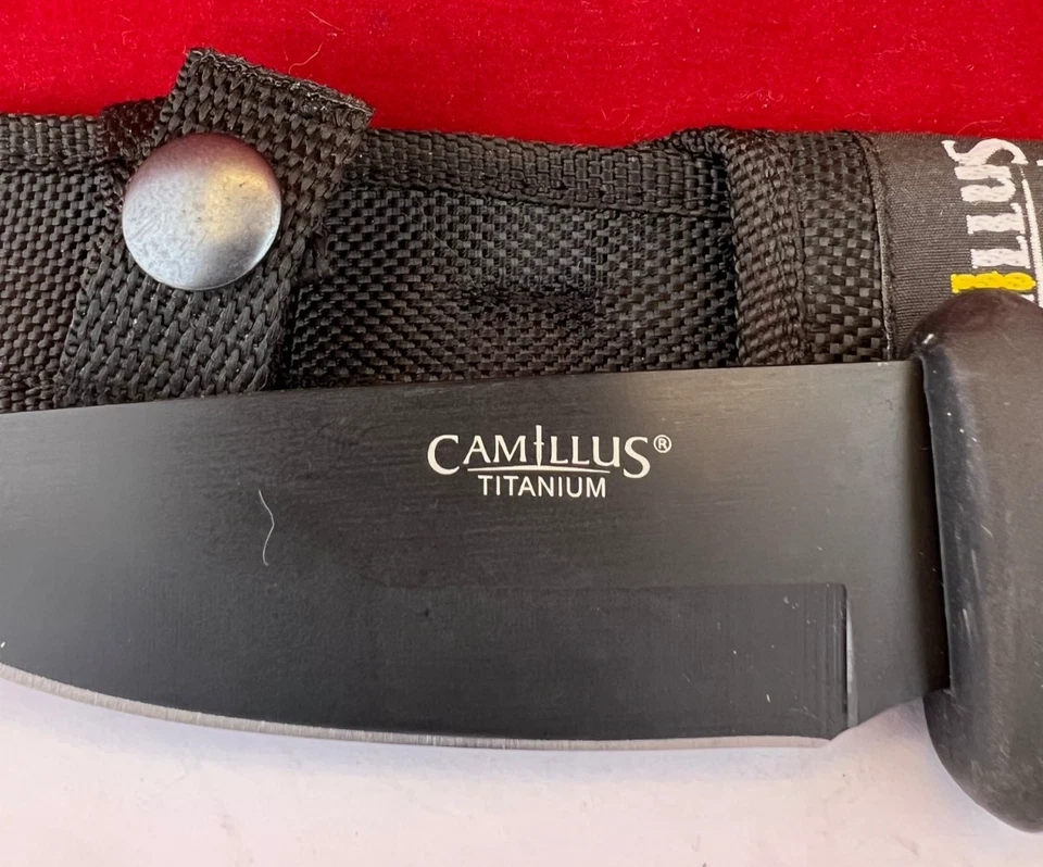 "Cuchillo de caza Camillus Titanium 4"" con agarre y funda de goma compuesta" Foto 2 de 4