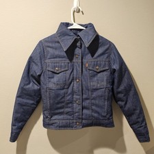 RARE Vintage 70s Ski Levis Denim Goose Down Puffer Jacket Orange Tab Made In USA