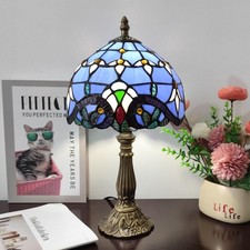 Xphmxp Tiffany Table Lamp 3-Way Light Handmade Bedside Lamp Small Desk Night
