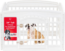 24" Dog Playpen 4-Panel Pet Exercise Pen with Door Gate 35 x 35 x 24 Puppy Play