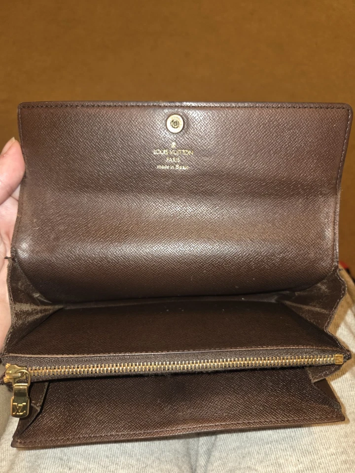 Louis Vuitton Portefeuille Sarah Damier Ebene Canvas Long Wallet Brown - Image 2 of 4