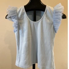 Dolan Light Blue Ruffle Sleeve Knit Top Women's Size M
