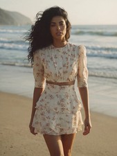 Women Floral Mini Dress Ruffle Beach Summer Party Casual Short Dress