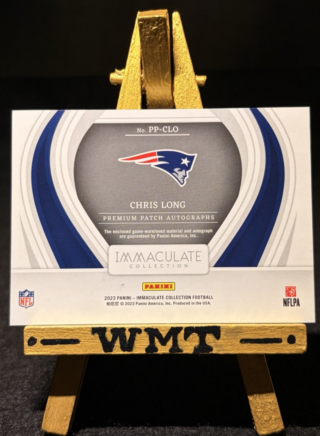 Panini Imacculate Patriots Legend Chris Long Game Used Patch On Card Auto /55! view 2