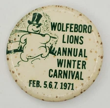 Vintage 1971 Wolfeboro Lions Annual Winter Carnival NH Pinback Button