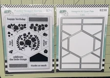 LDRS Puzzled Hexagon  Rubber Stamp & Die Set Bundle 3331 & 8238 NEW