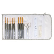 Ergonomic Crochet Hook Set 8 Sizes with Darning Needle and Carry Case Silver ...