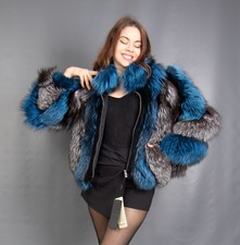 17607 NEW AMAZING REAL SILVER SAGA FURS FOX COAT JACKET PELZ BEAUTIFUL SIZE M