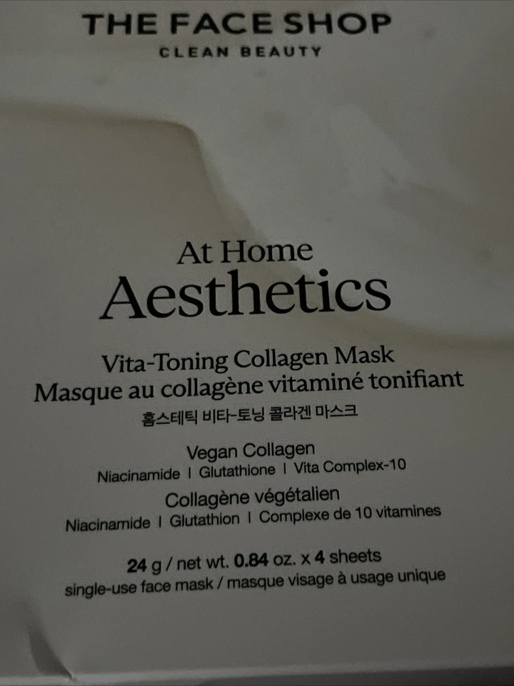THE FACE SHOP Vita-Toning Vegano Colágeno Mascarilla 4pk Hidrogel NUEVO Foto 3 de 4