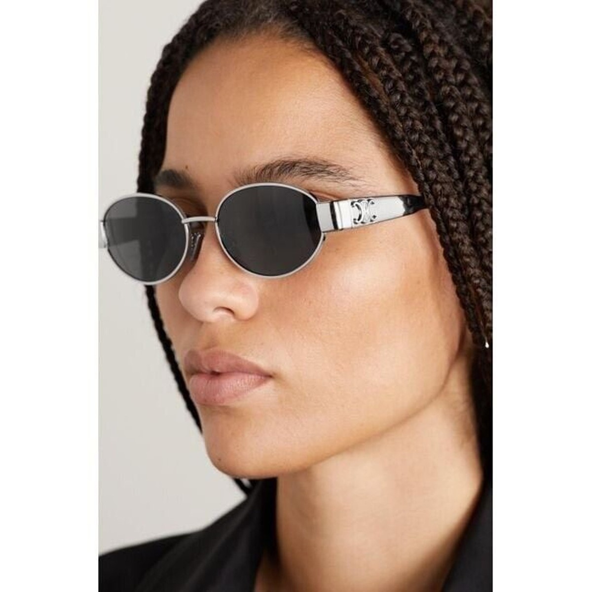 【送料&関税込】Celine Cl40235u Sunglasses Celine CL40235U 16A Triomphe Metal Sunglasses Silver Frame